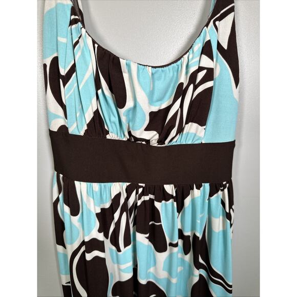 VTG‎ LaBelle Mini Dress L Teal Brown Floral Tie Waist USA Made Y2K Babydoll - Picture 6 of 8